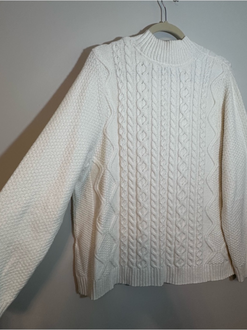 J. Jill Womens Classic Cream Cable Knit Sweater Size XL Cozy Chic Cottagecore